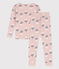Pigiama bambina in cotone aderente rosa SALINE/bianco MULTICO