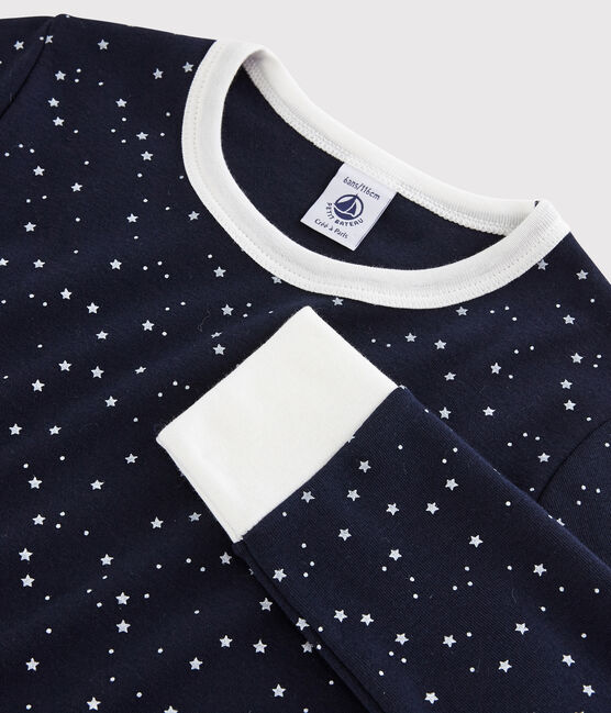 Pigiama stelle unisex a costine blu SMOKING/bianco MARSHMALLOW