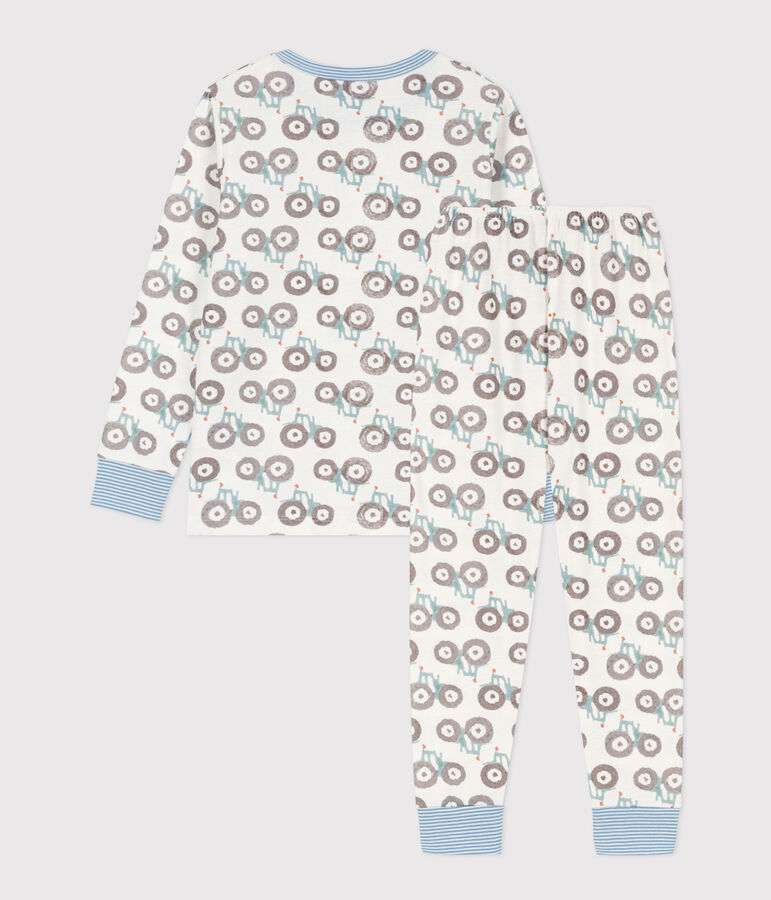Pigiama trattore bambino unisex in cotone bianco/multicolore