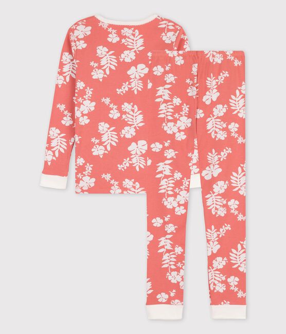 Pigiama snugfit Hawaï bambina in cotone rosa PAPAYE/ MARSHMALLOW