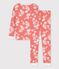 Pigiama snugfit Hawaï bambina in cotone rosa PAPAYE/ MARSHMALLOW