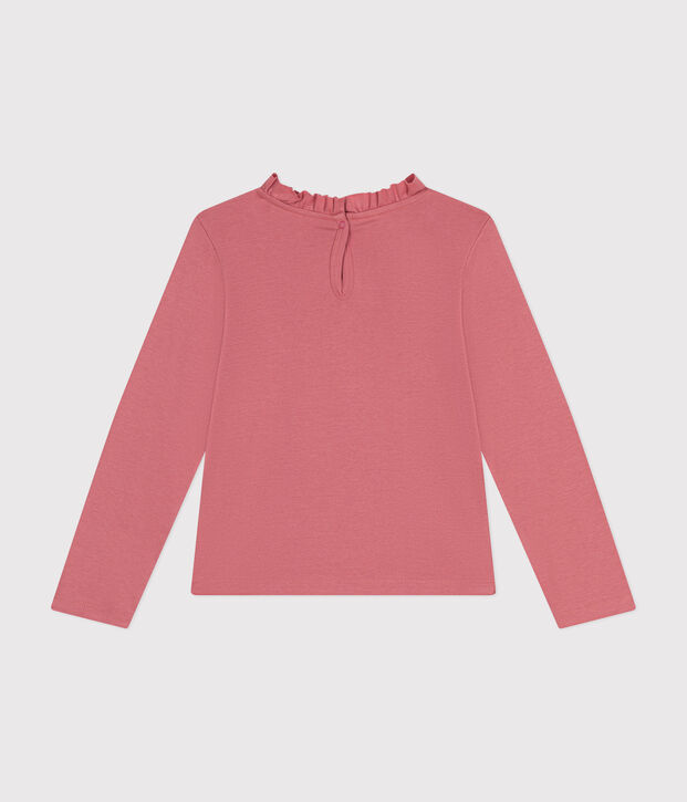 T-shirt a maniche lunghe a costine bambina rosa