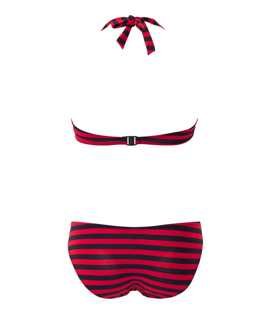 Costume da bagno 2 pezzi a fascia e a righe blu SMOKING/rosso TERKUIT