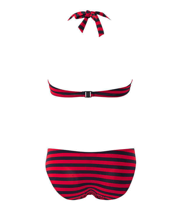 Costume da bagno 2 pezzi a fascia e a righe blu/rosso