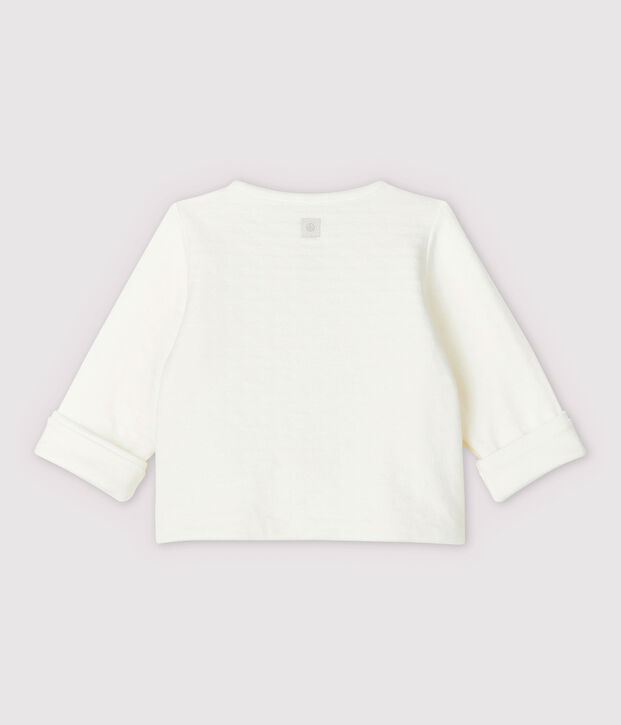 Cardigan bianco a stelle beb&egrave; in tubique trapuntato in cotone biologico bianco