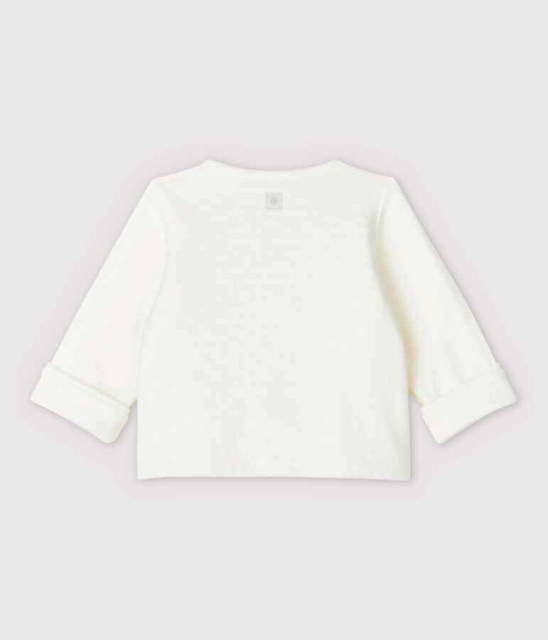 Cardigan bianco a stelle beb&egrave; in tubique trapuntato in cotone biologico bianco