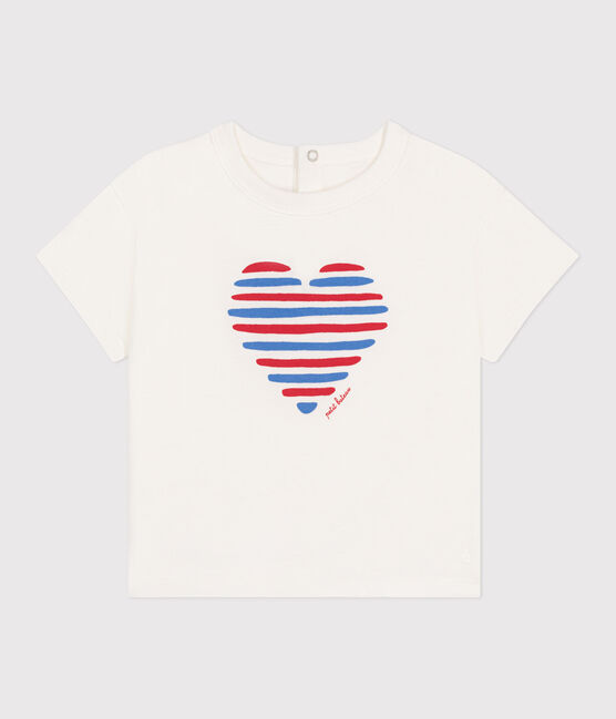 T-shirt a maniche corte in cotone tinta unita neonato bianco MARSHMALLOW/bianco MULTICO