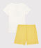 Pigiama corto a fiori bambina in cotone bianco MARSHMALLOW/ ORGE
