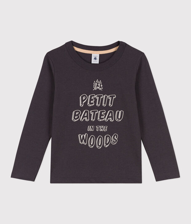 T-shirt bambino a maniche lunghe in cotone grigio