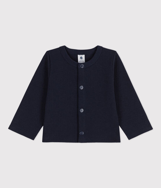 Cardigan a tinta unita in jersey spesso per neonati blu SMOKING
