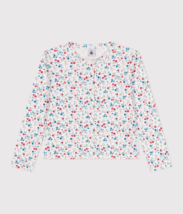 Cardigan in cotone a fiori bambina bianco/multicolore