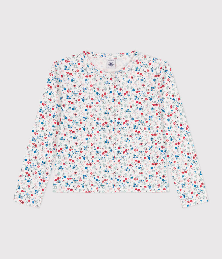Cardigan in cotone a fiori bambina bianco MARSHMALLOW/bianco MULTICO