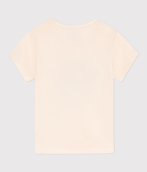 T-shirt bambina in cotone stampato ecru
