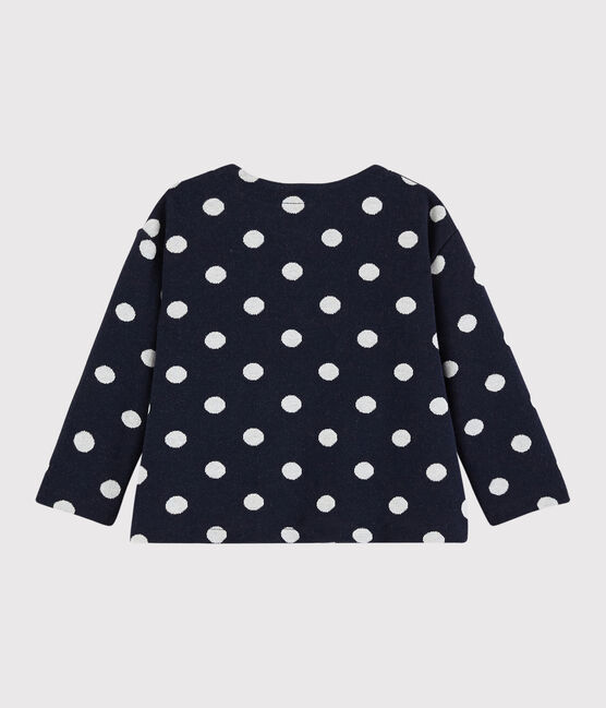 Cardigan bebè femmina a pois blu SMOKING/bianco MARSHMALLOW