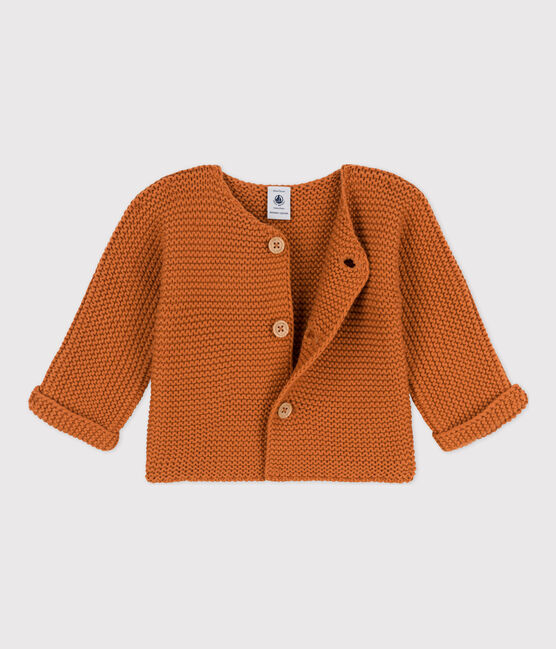 Cardigan bebè in tricot in cotone a punto legaccio marrone ECUREUIL