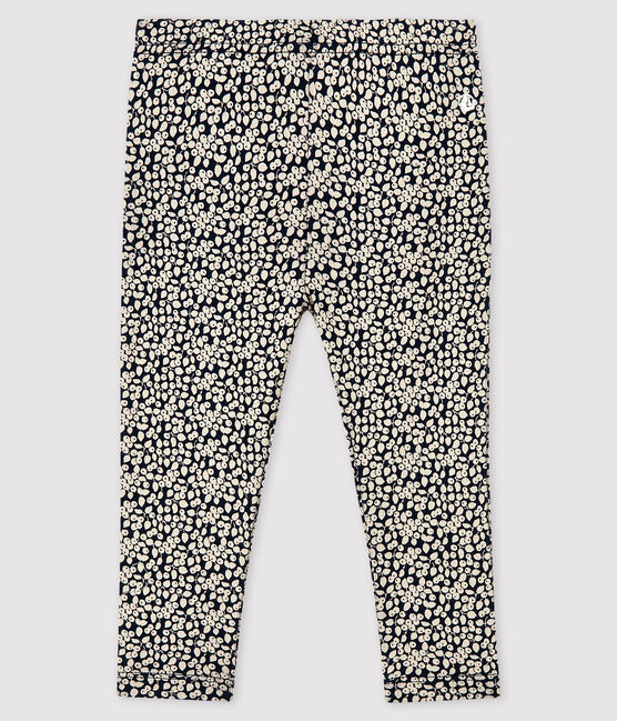 Leggins stampati bebè femmina blu SMOKING/bianco MARSHMALLOW