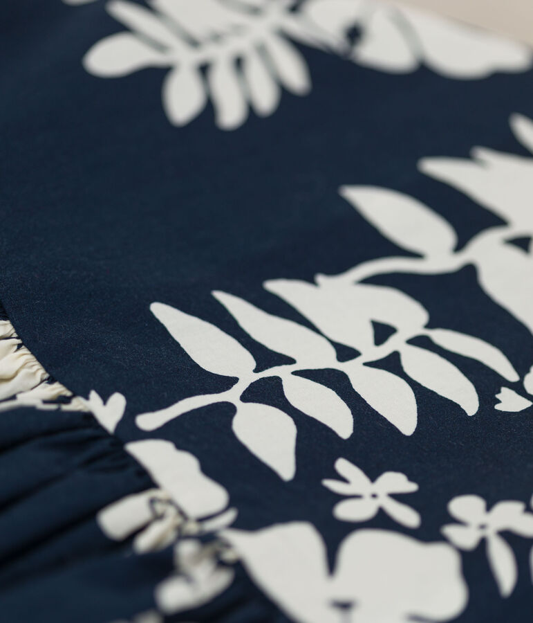 Abito a manica corta in popeline bambina blu/bianco