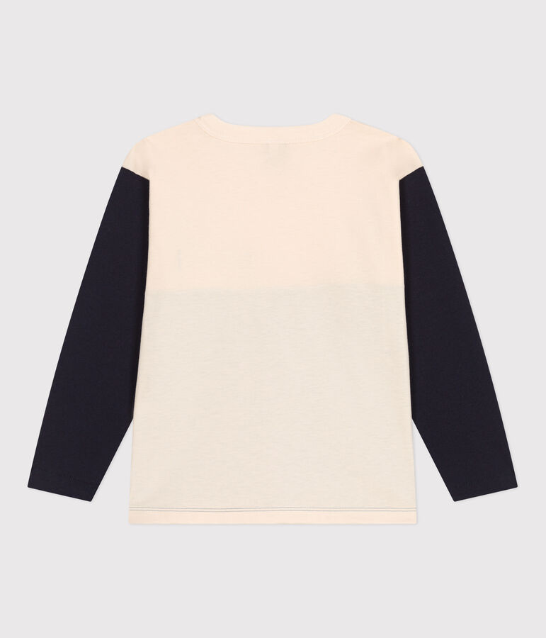 T-shirt a maniche lunghe in cotone bambino ecru/multicolore