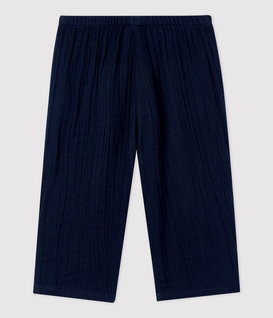 Pantaloni bebè in garza di cotone biologico blu SMOKING