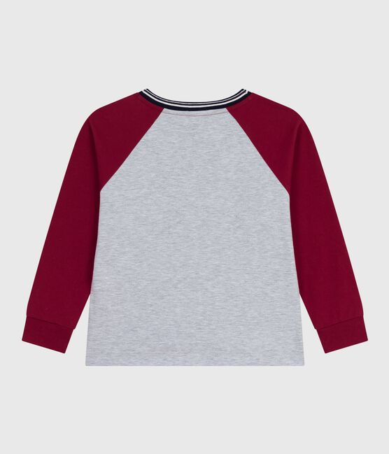T-shirt a maniche lunghe in cotone tinta unita bambino grigio FUMEE/ AMARANTE