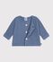 Cardigan in maglia di cotone a punto legaccio tinta unita neonato blu