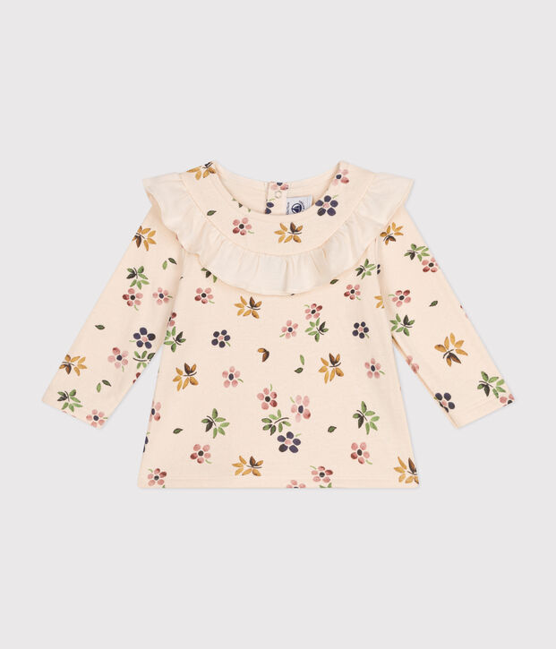 Blusa in tubique neonato ecru/multicolore