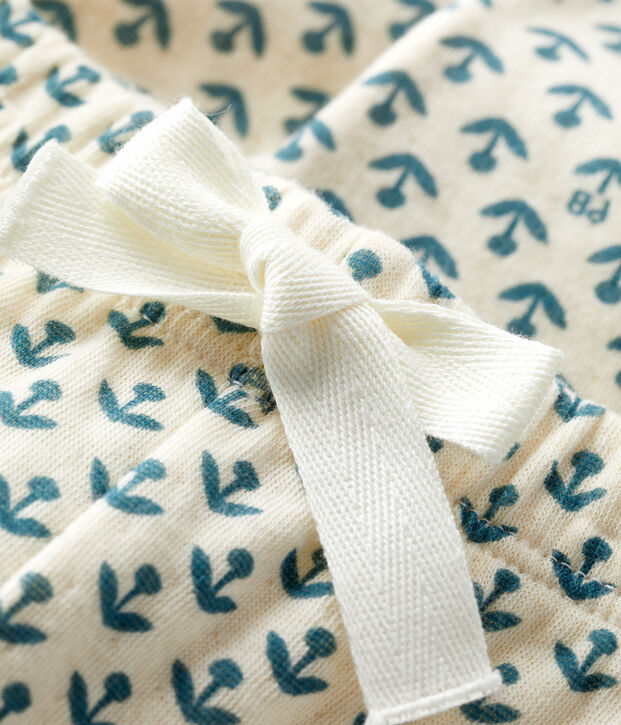 Pantalone beb&egrave; in tubique ecru/verde