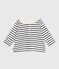 Blusa a maniche lunghe in cotone con motivo marinière e colletto con cuoricini neonata bianco MARSHMALLOW/blu SMOKING