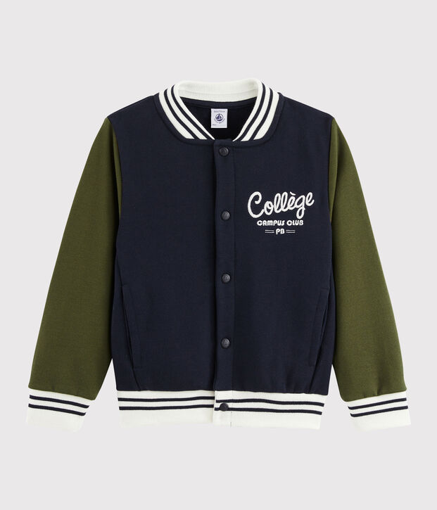 Giubbotto stile college bambino blu/verde