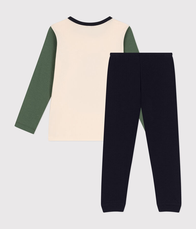 Pigiama bambino in cotone tinta unita blu/multicolore