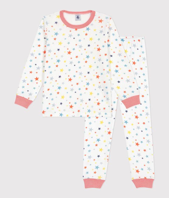 Pigiama in cotone con stelle stampate bambino bianco MARSHMALLOW/bianco MULTICO
