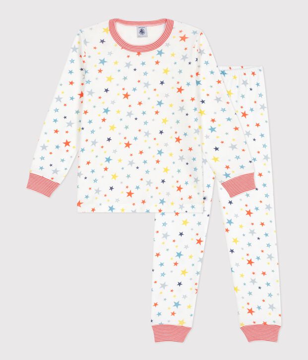 Pigiama in cotone con stelle stampate bambino bianco/multicolore