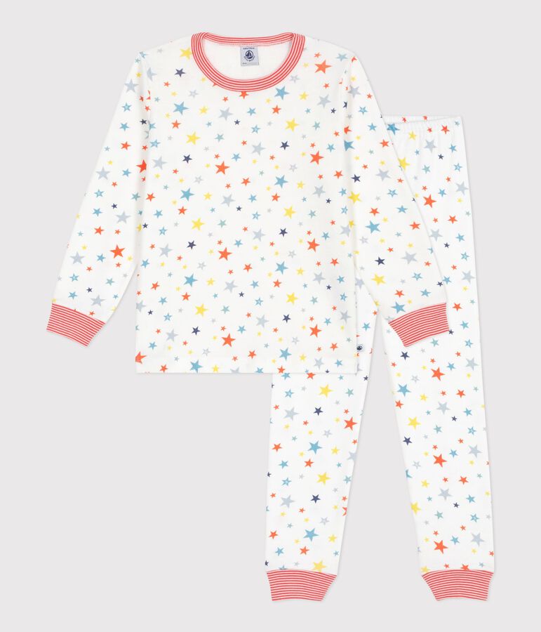 Pigiama in cotone con stelle stampate bambino bianco/multicolore