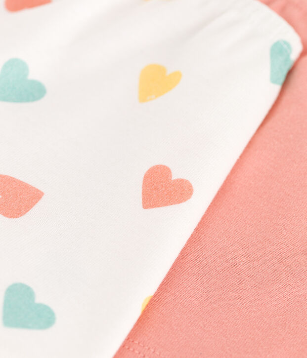 Set di 2 shorty lunghi in cotone con stampa a cuori bambino multicolore