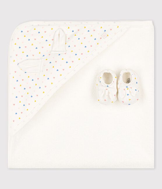Asciugamano quadrato da bagno bebè in cotone biologico bianco MARSHMALLOW/bianco MULTICO