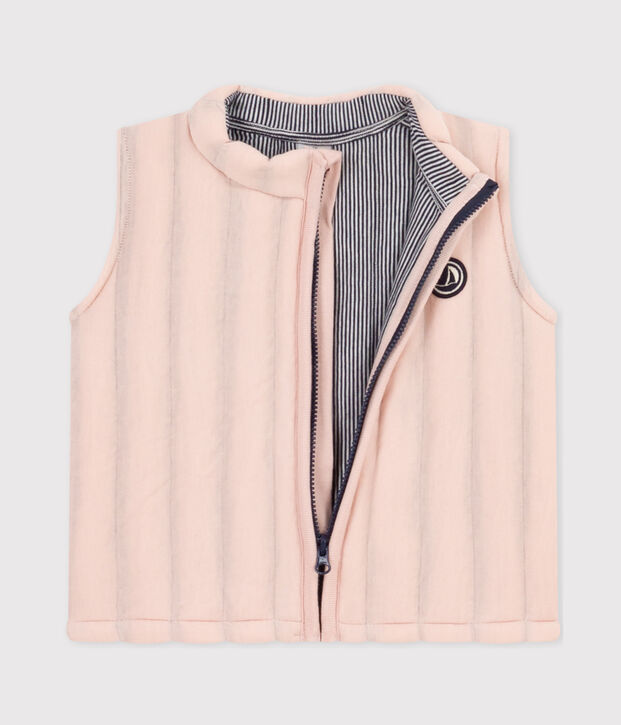 Giacca smanicata in tubique trapuntato per beb&egrave; rosa