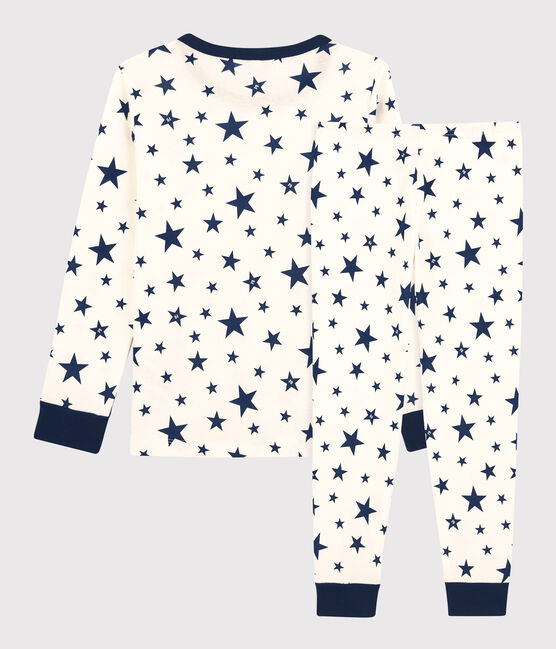 Pigiama a stelle bambina/bambino in cotone bianco MARSHMALLOW/blu MEDIEVAL