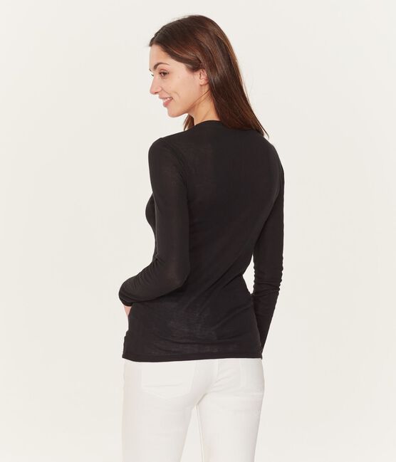 T-shirt a manica lunga con scollo rotondo donna nero NOIR