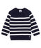 Pull lana e cotone a righe bebè maschio blu SMOKING/bianco MARSHMALLOW