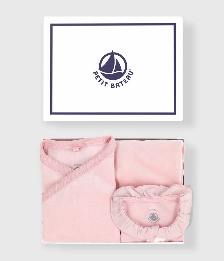 Set regalo 2 pezzi in velluto con body con stampa a cuori neonato rosa