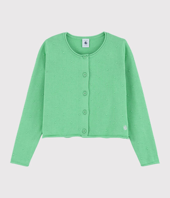Cardigan tricot in cotone bambina verde ALOEVERA