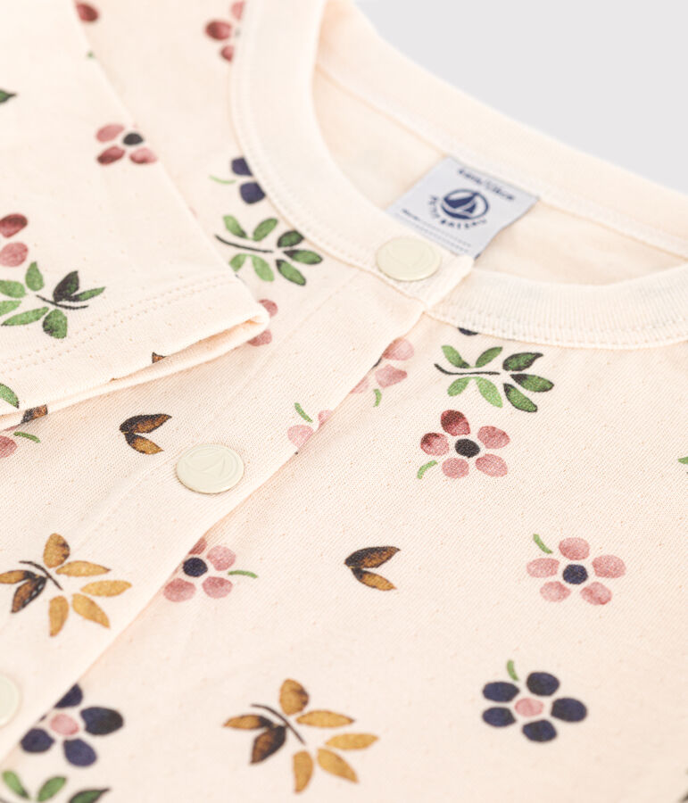 Cardigan in tubique bambina ecru/multicolore