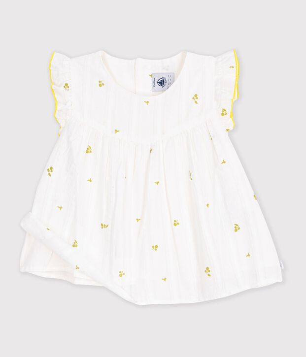 Blusa senza maniche in cotone con stampa a fiori neonata bianco/verde