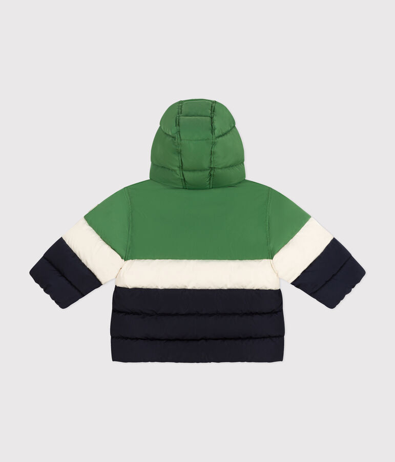 Piumino color block con cappuccio neonato verde/multicolore
