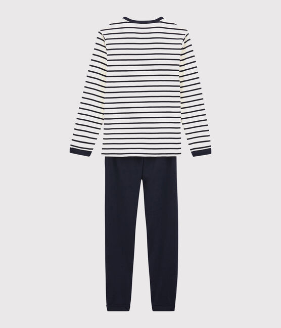 Pigiama a righe marinière unisex a costine bianco MARSHMALLOW/blu SMOKING