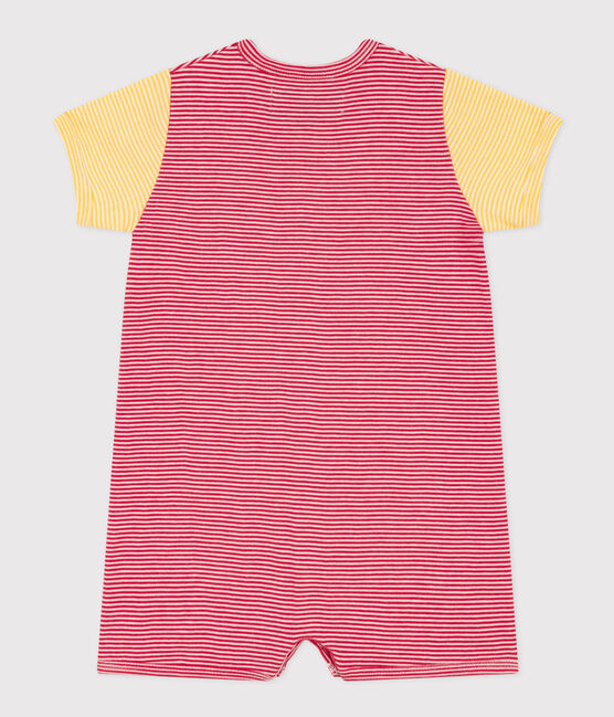 Tutina corta Petit Bateau X Snoopy bebè in cotone rosso CORRIDA/bianco MARSHMALLOW