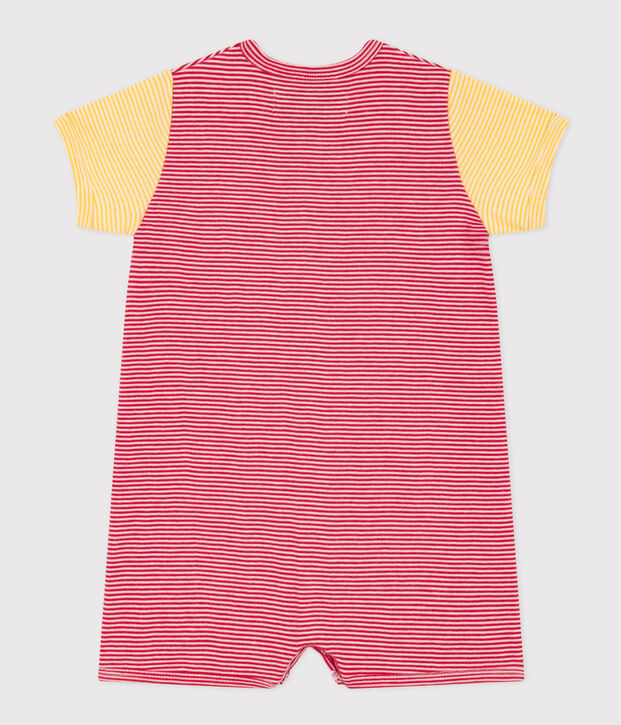 Tutina corta Petit Bateau X Snoopy beb&egrave; in cotone rosso/bianco