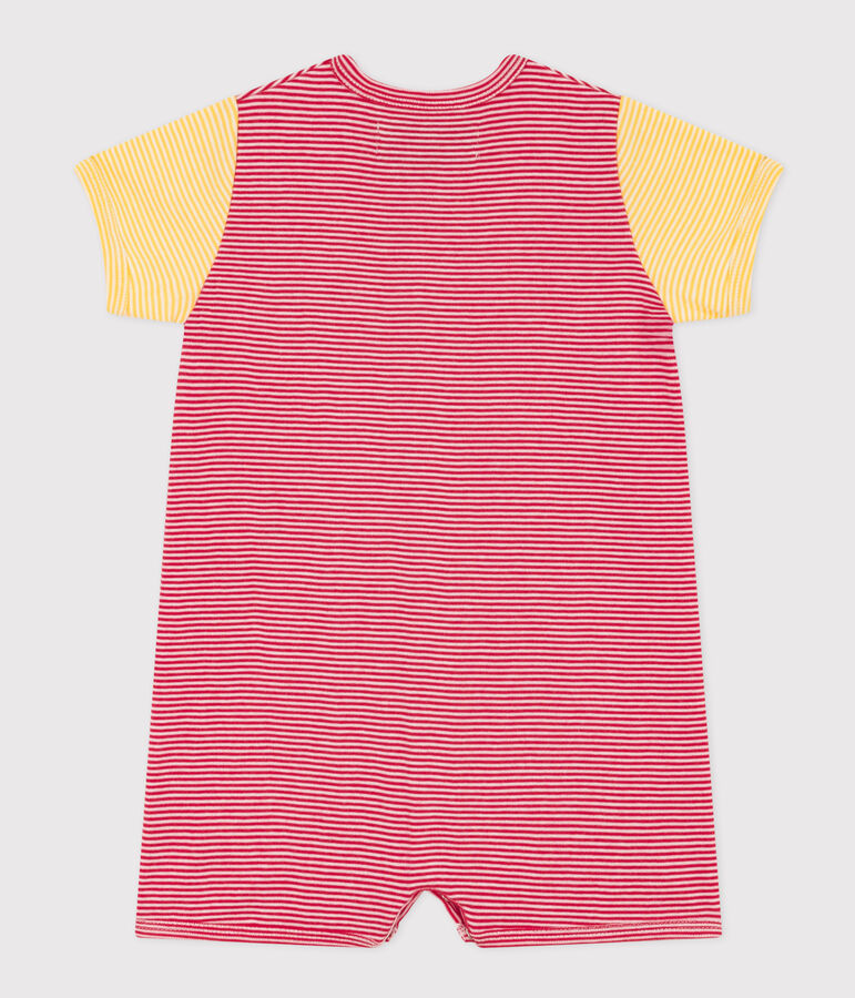 Tutina corta Petit Bateau X Snoopy beb&egrave; in cotone rosso/bianco