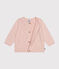 Cardigan bebè in tricot di cotone traforato rosa SALINE