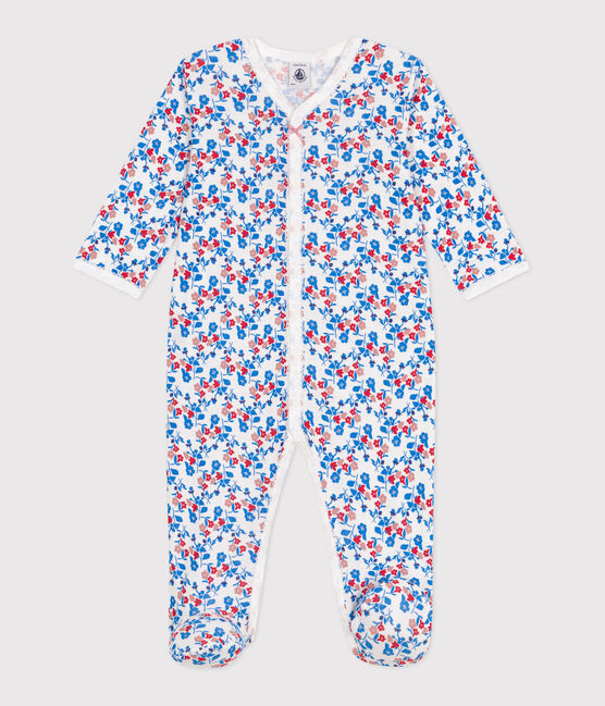 Pigiama in cotone a fiori neonato bianco MARSHMALLOW/bianco MULTICO